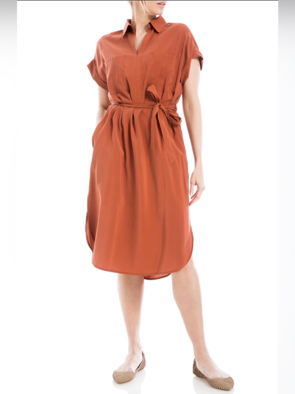 Max Studio Chutney Tie-Waist Shirt Midi Dress